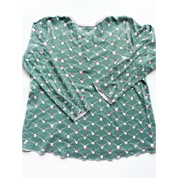 Women's Roller Rabbit Green Holiday Reindeer Pajama Top Size Small - Picture 7 of 7